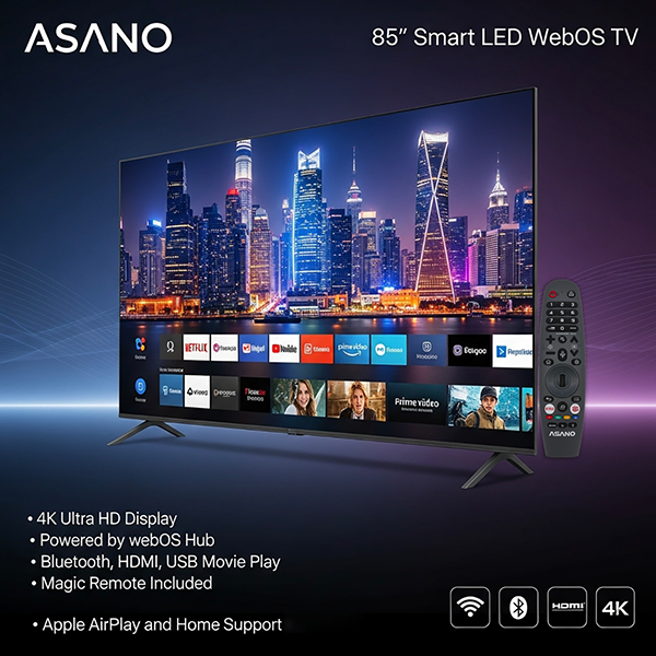 ASANO 85” Smart LED WebOS TV, 4K Ultra HD (WebOS Hub) - Image 4